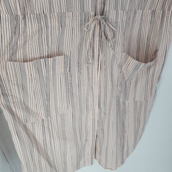 COS Pink Black Stripe Cotton Waist Tie Button Down Short Sleeve Mini Dress 14 - Picture 4 of 10